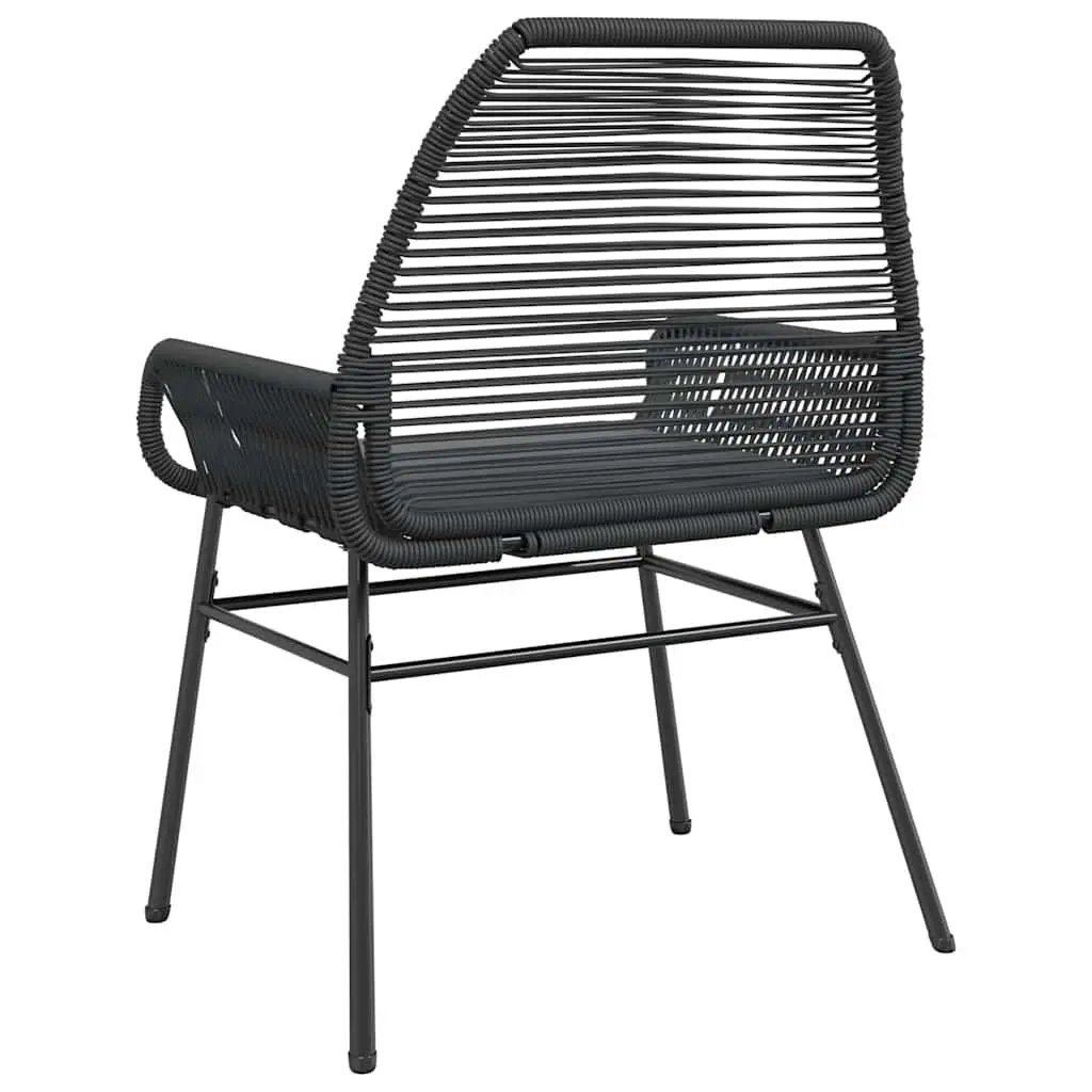 Garden Chairs 2 pcs with Cushions Black Outdoor Seating Poly Rattan Patio