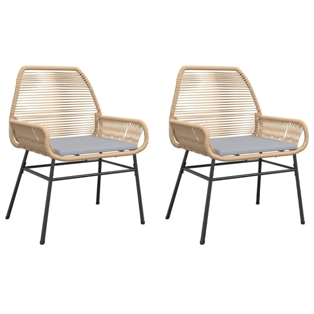 Outdoor Garden Chairs Brown Rattan with Cushions 2 Piece