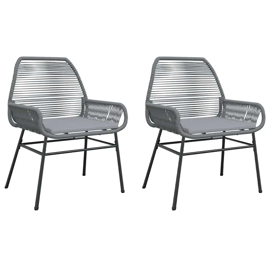 Outdoor Garden Chairs Set Grey Poly Rattan with Cushions 2 Piece