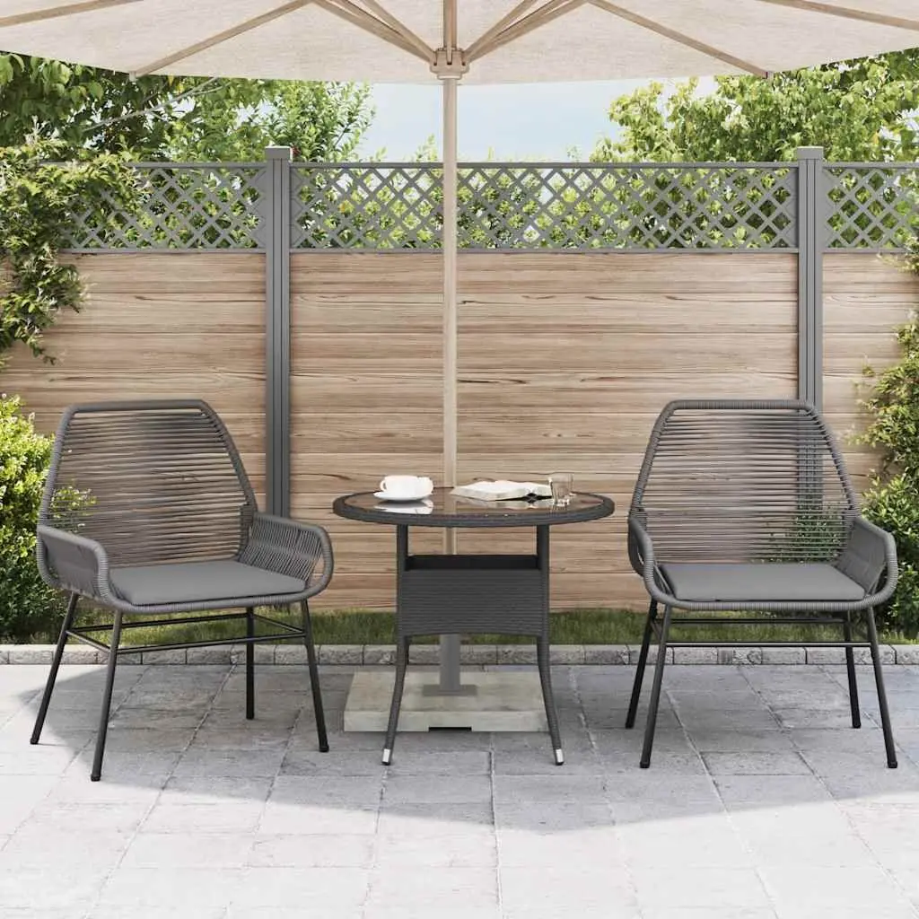 Outdoor Garden Chairs Set Grey Poly Rattan with Cushions 2 Piece