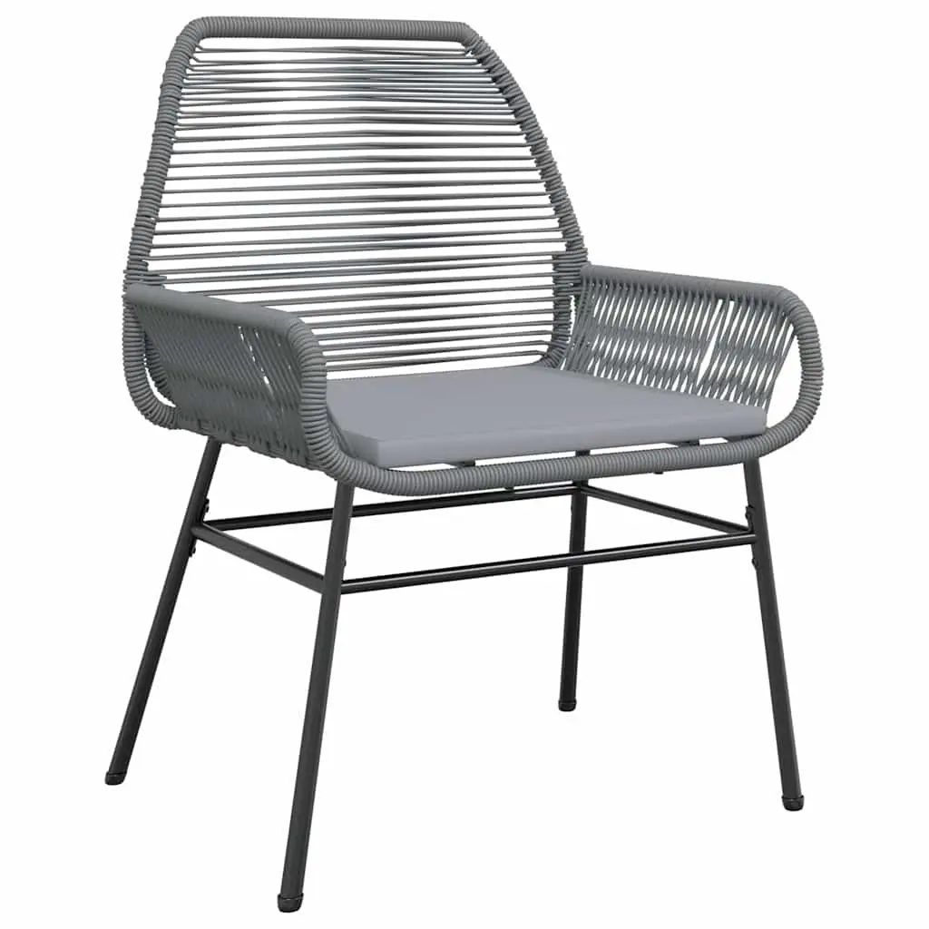 Outdoor Garden Chairs Set Grey Poly Rattan with Cushions 2 Piece