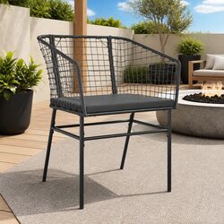 Friendly Black Outdoor Chairs Set of 2 with Cushions
