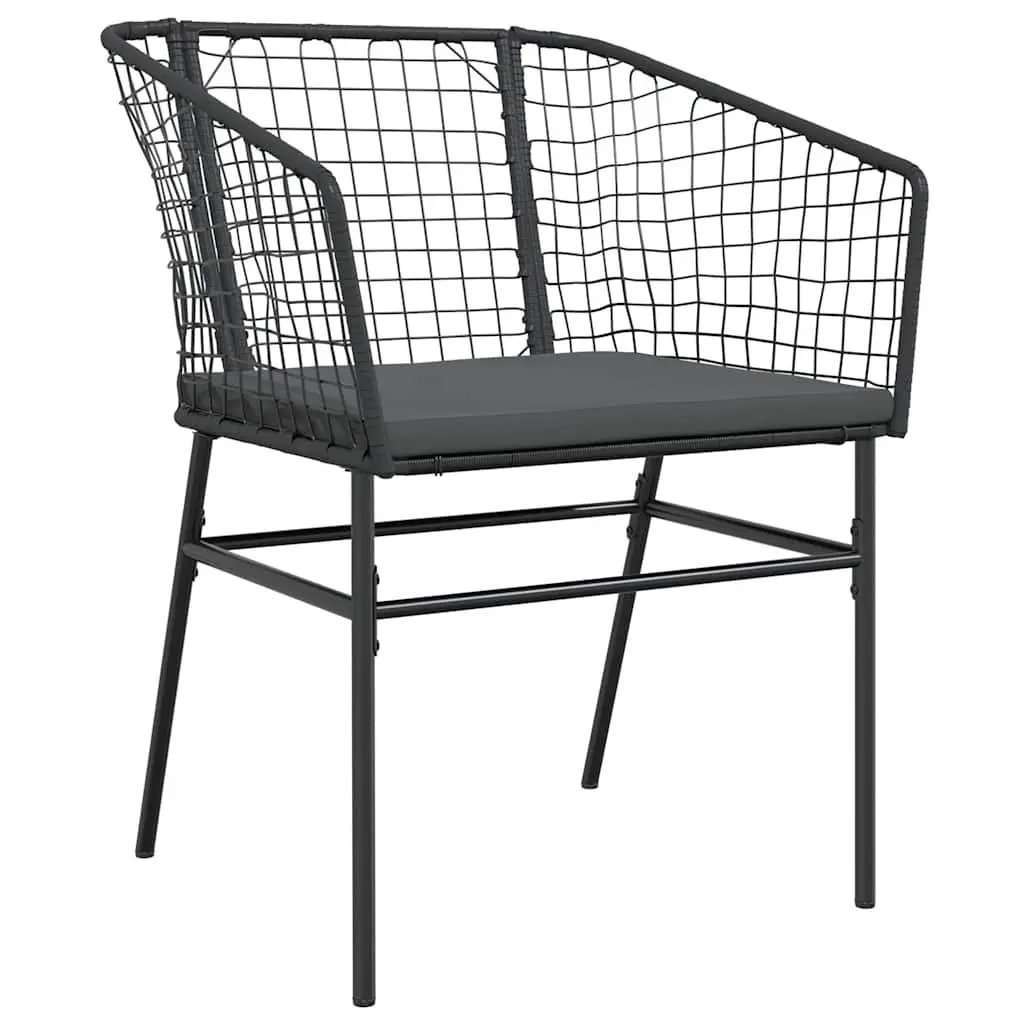 Outdoor Garden Chairs Set of 2 with Cushions Black Poly Rattan Patio Seating