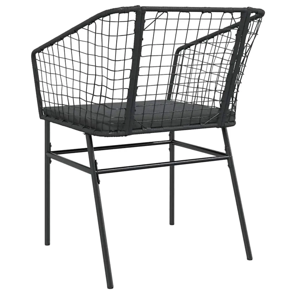 Outdoor Garden Chairs Set of 2 with Cushions Black Poly Rattan Patio Seating