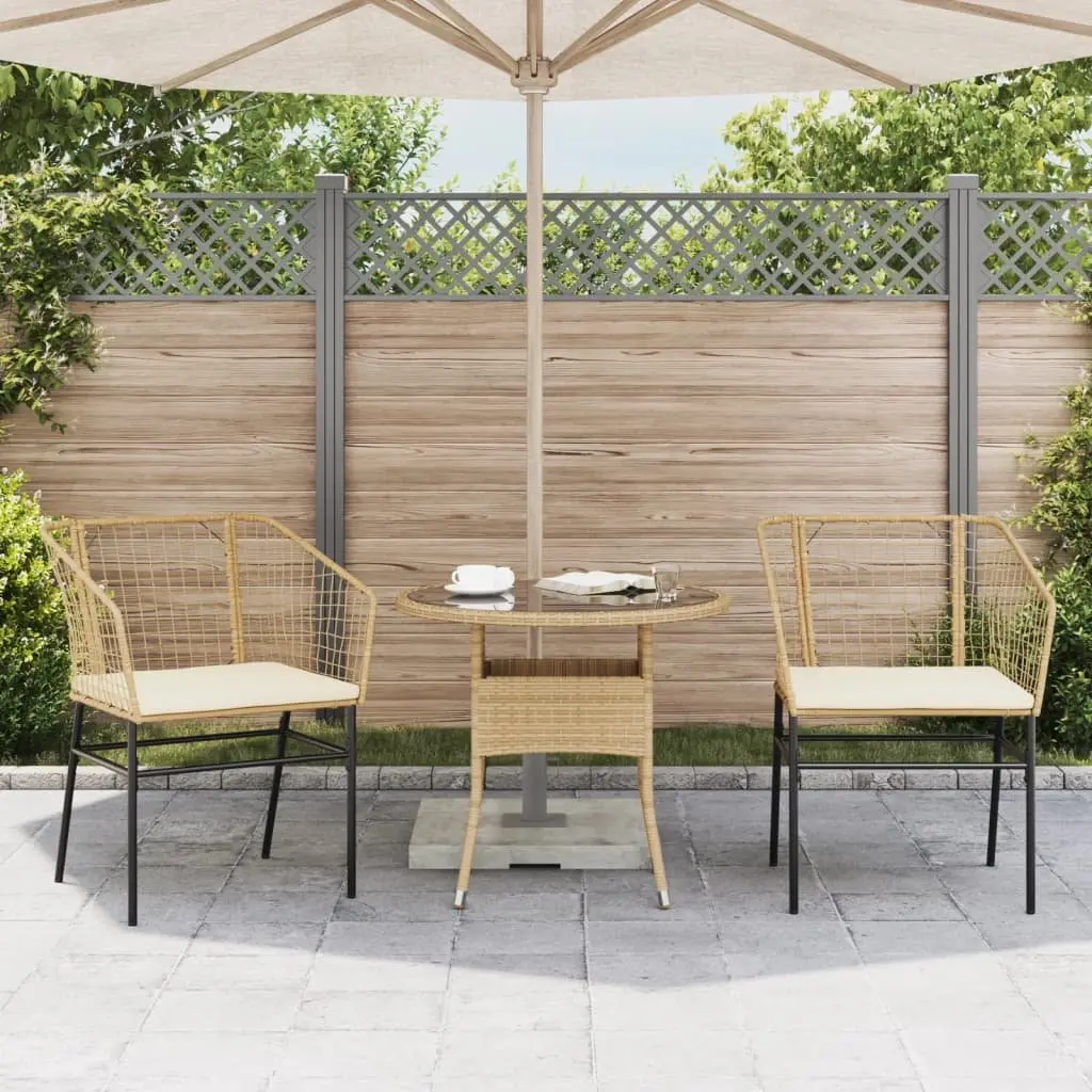 Garden Chairs Brown Poly Rattan with Cushions 2 Piece
