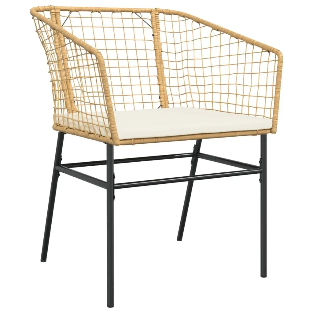 Garden Chairs Brown Poly Rattan with Cushions 2 Piece