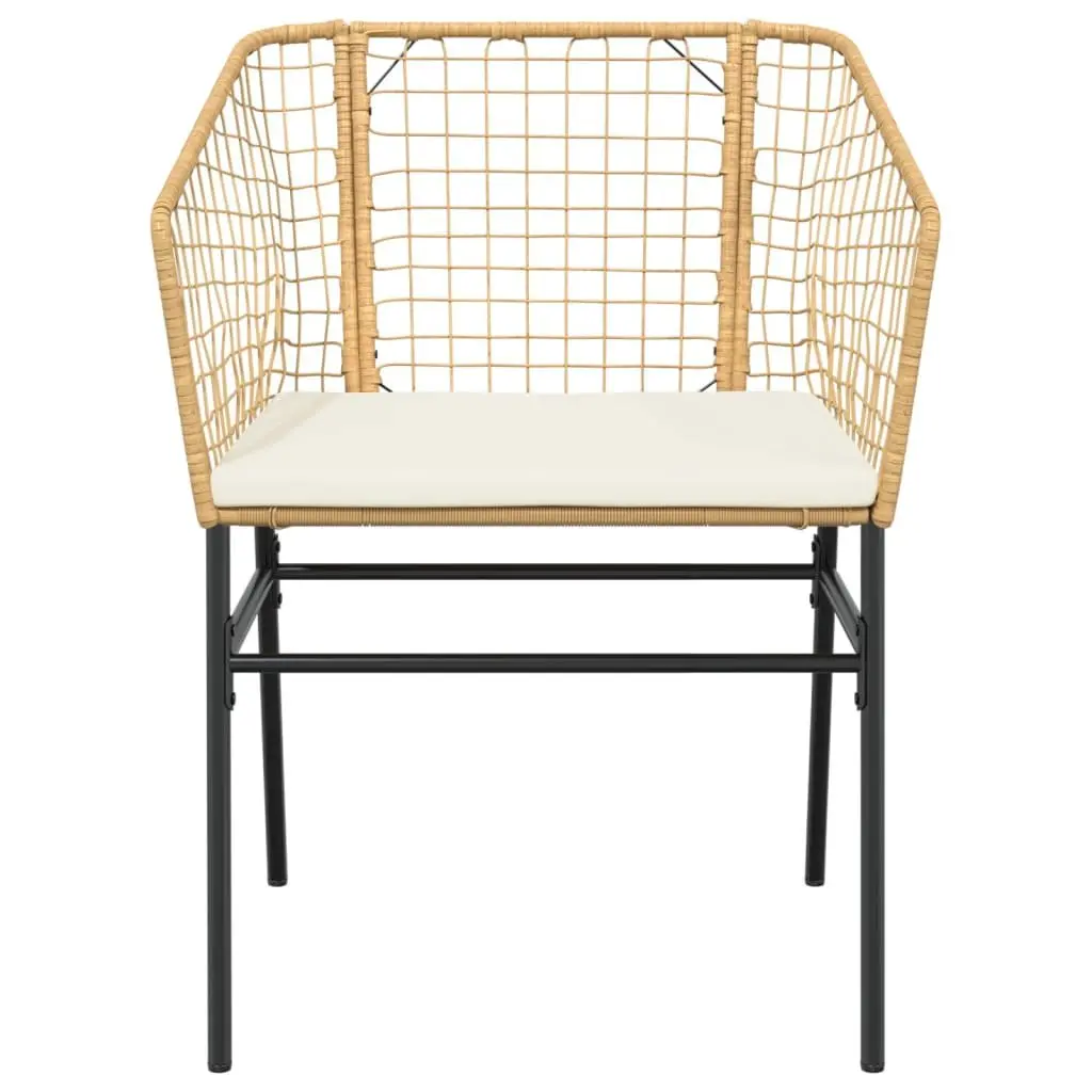 Garden Chairs Brown Poly Rattan with Cushions 2 Piece