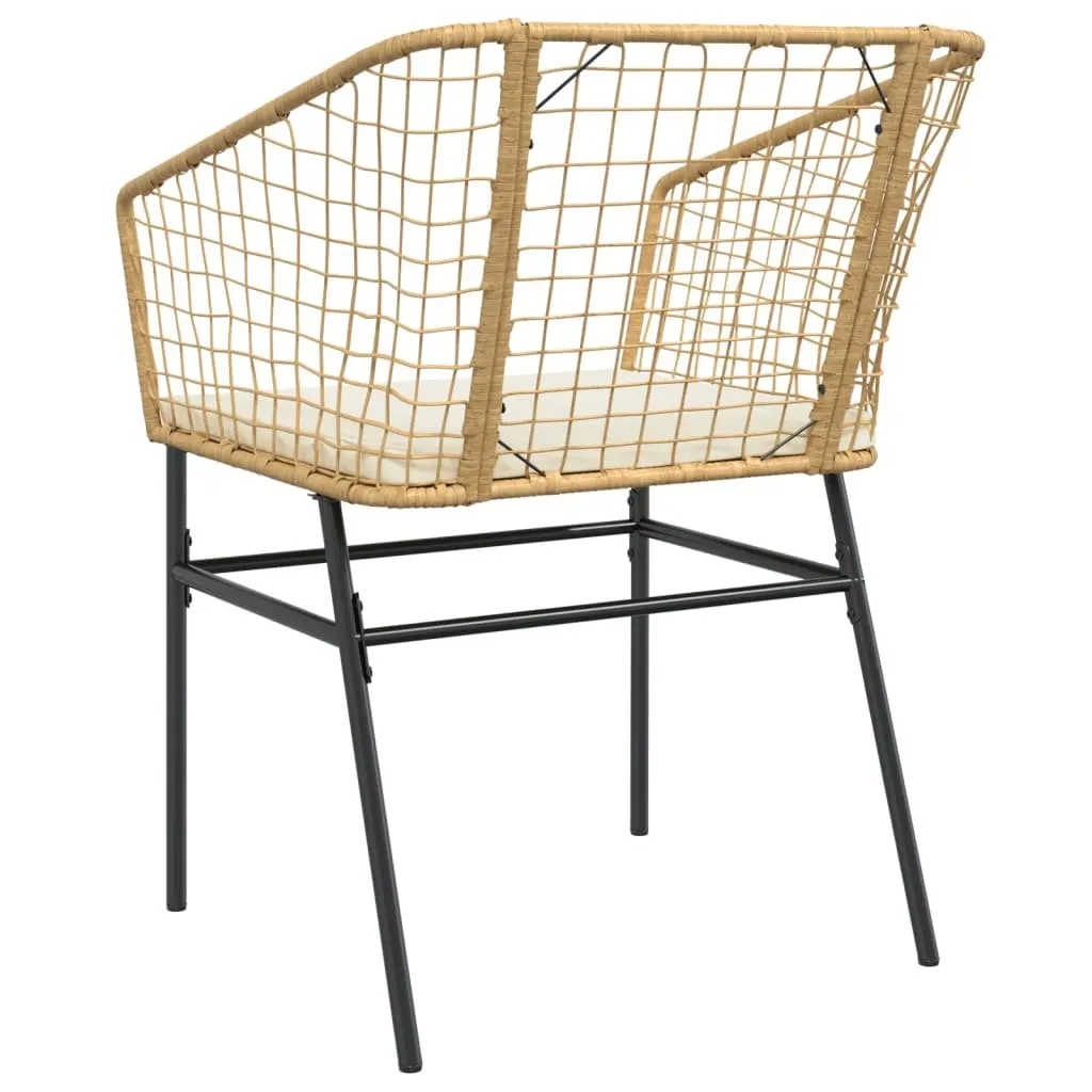 Garden Chairs Brown Poly Rattan with Cushions 2 Piece