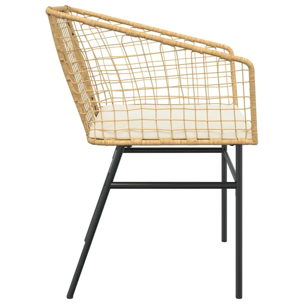 Garden Chairs Brown Poly Rattan with Cushions 2 Piece