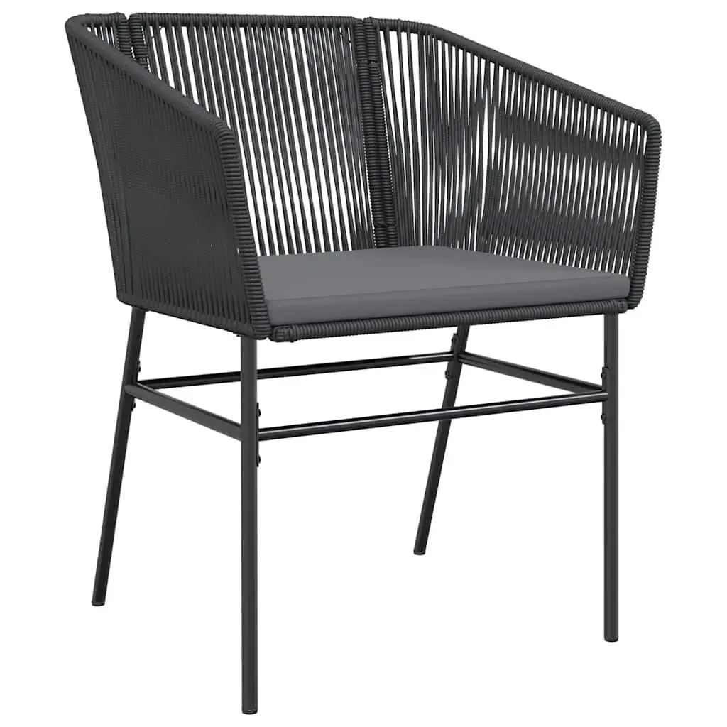 Outdoor Garden Chairs Set 2 pcs with Cushions Black Poly Rattan Seating