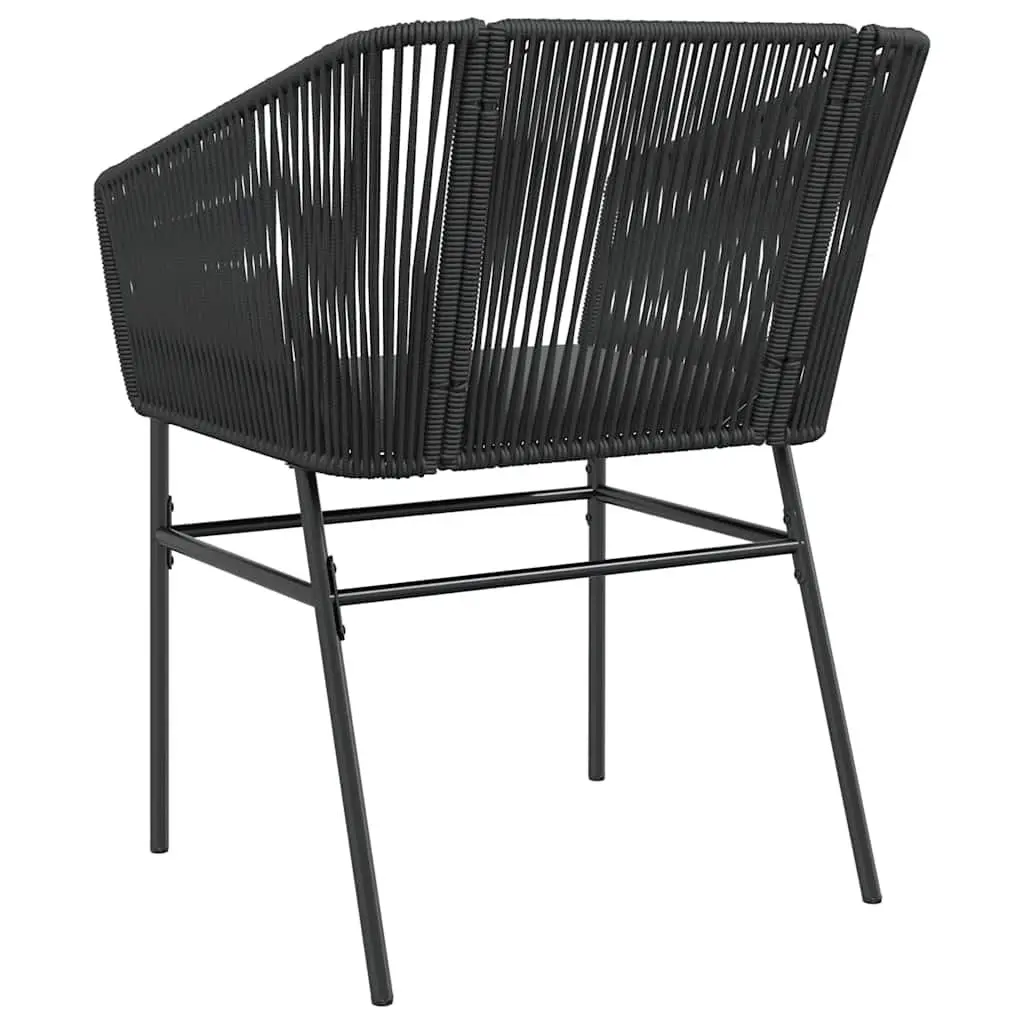 Outdoor Garden Chairs Set 2 pcs with Cushions Black Poly Rattan Seating