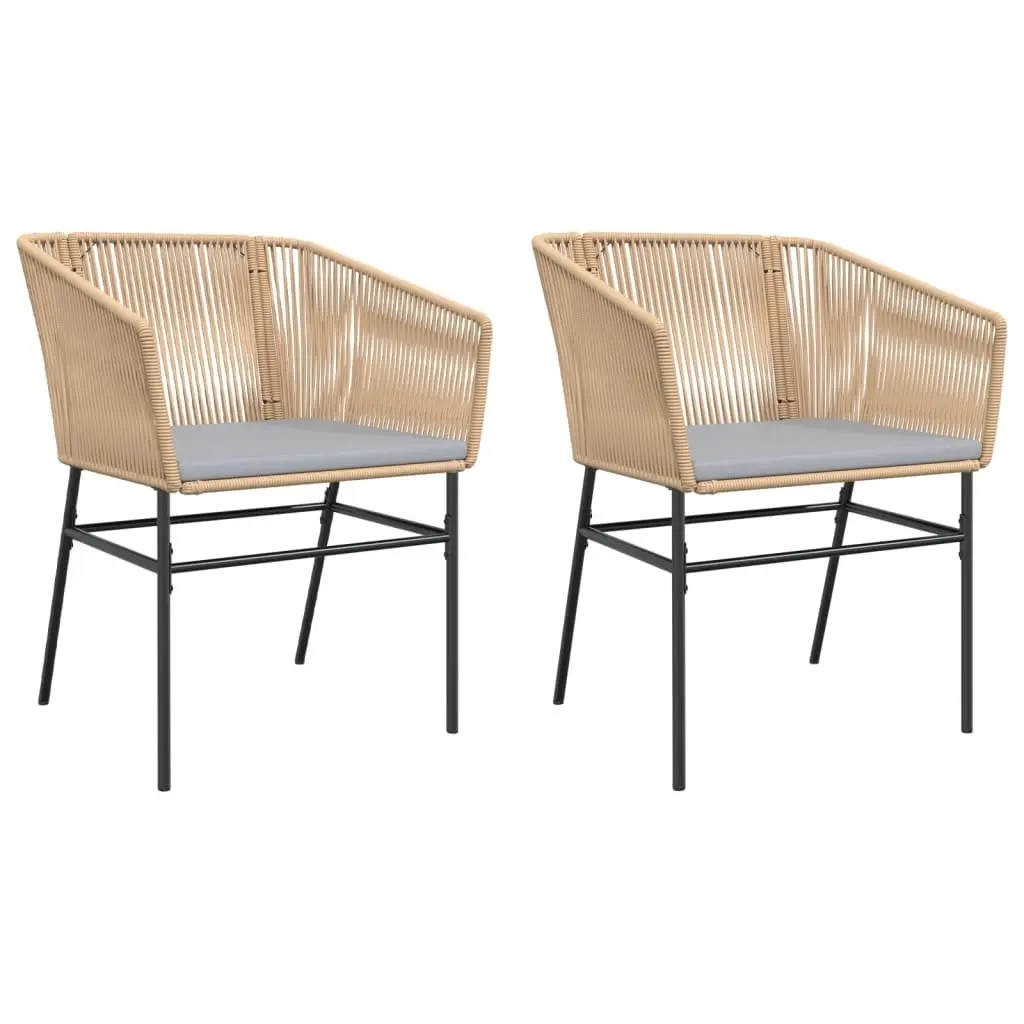 Outdoor Garden Chairs Brown with Cushions 2 pcs Poly Rattan Seating Set