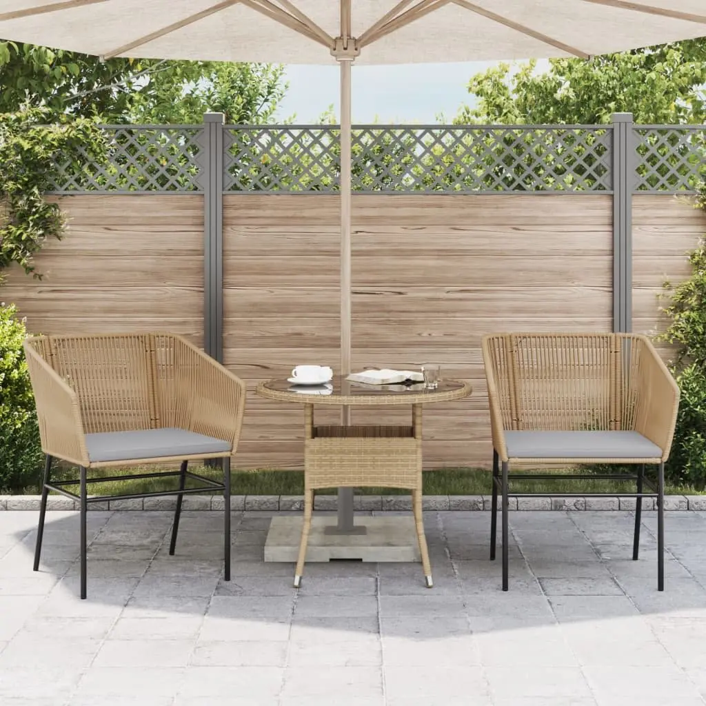 Outdoor Garden Chairs Brown with Cushions 2 pcs Poly Rattan Seating Set