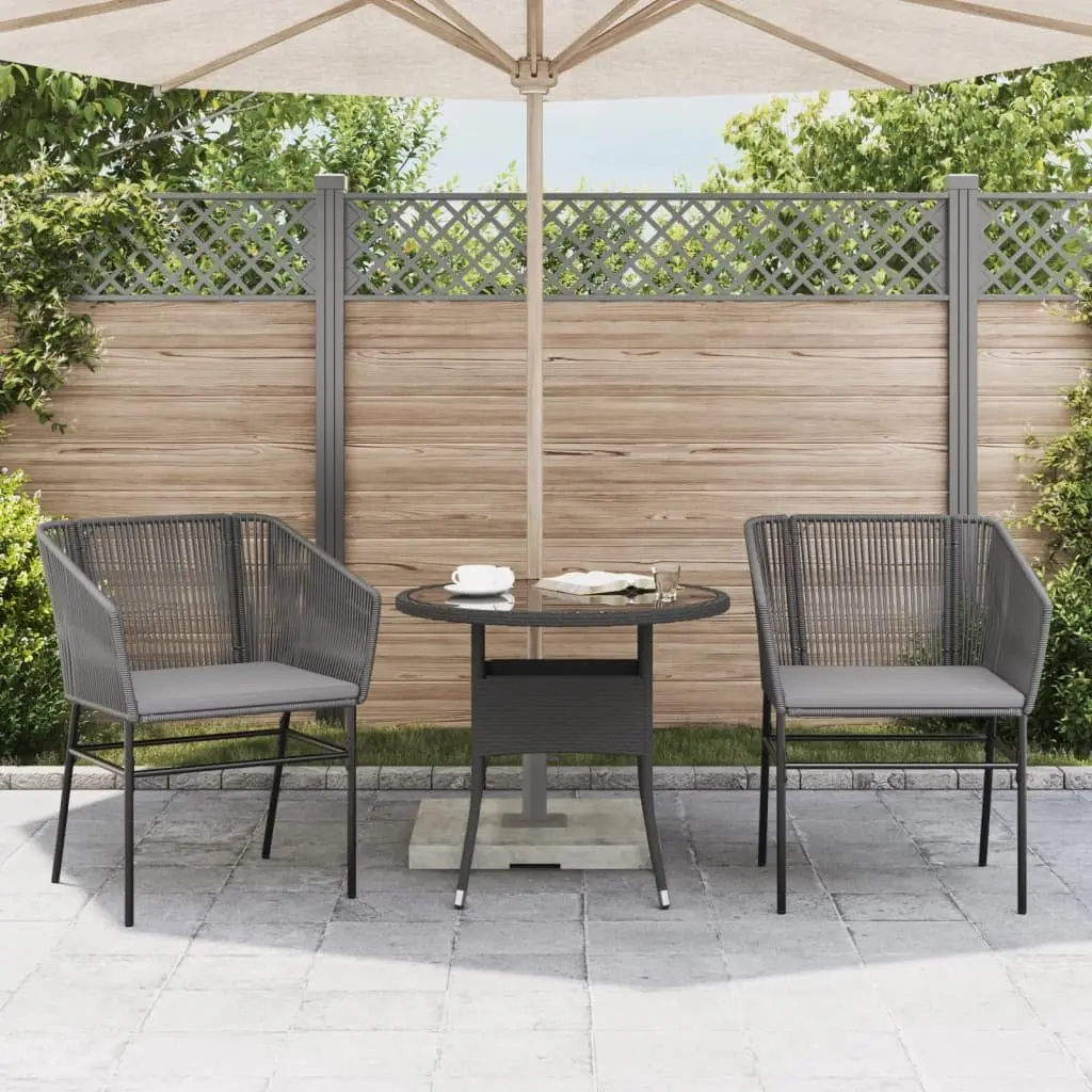 Outdoor Garden Chairs Set 2 Pieces with Cushions Grey Poly Rattan Seating