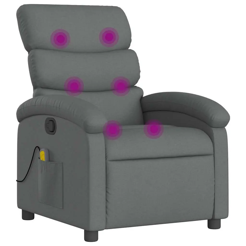 Massage Recliner Chair Manual Recline Vibration Grey Fabric