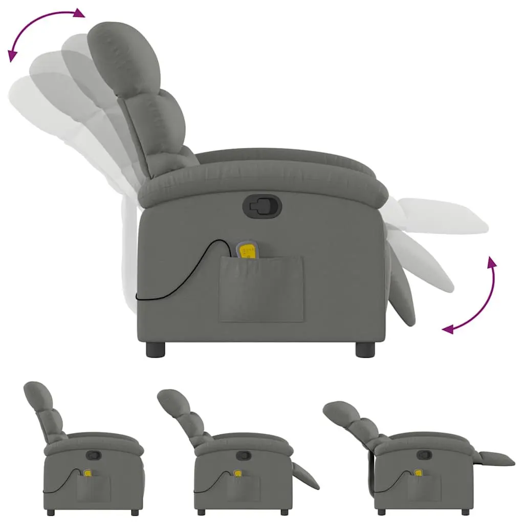Massage Recliner Chair Manual Recline Vibration Grey Fabric