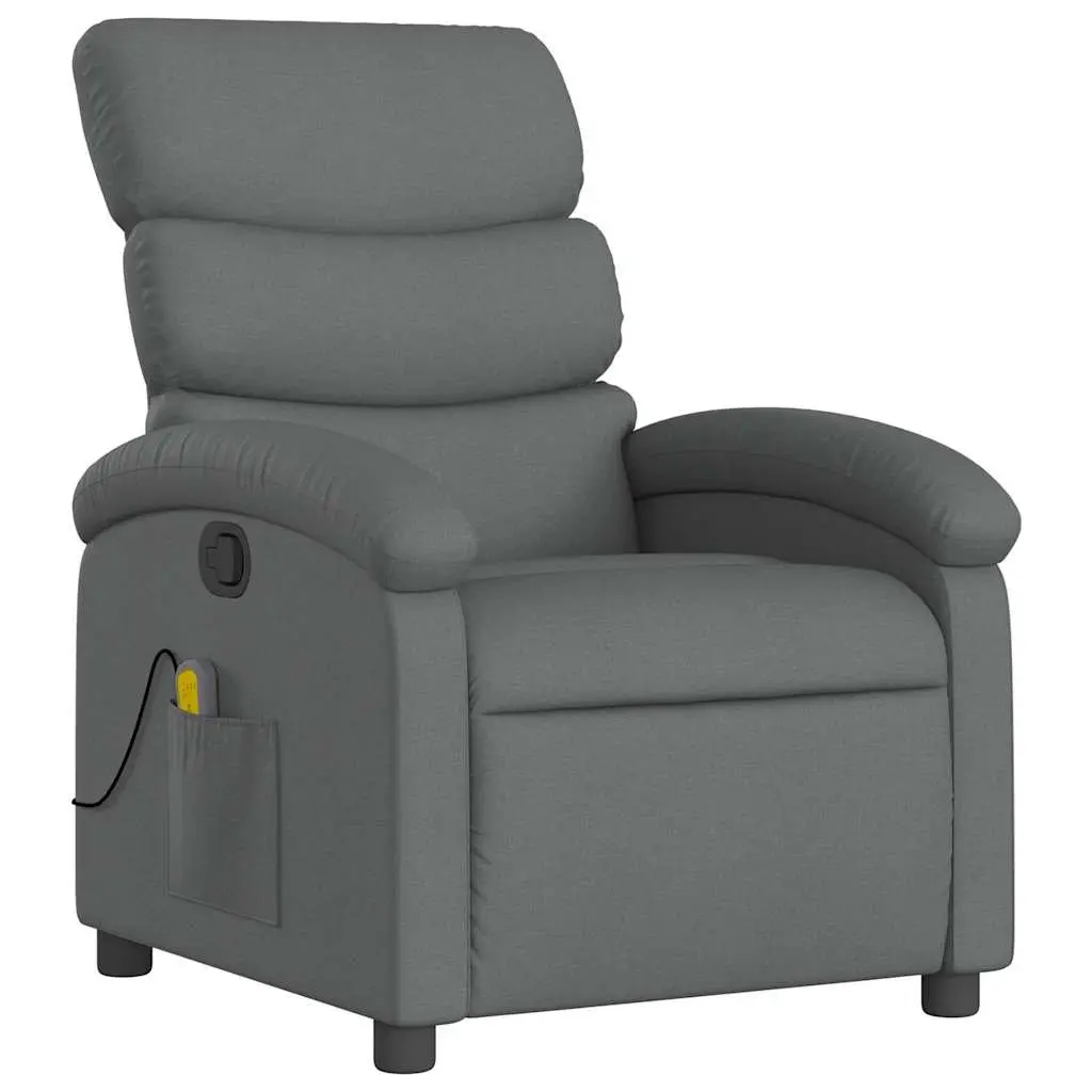 Massage Recliner Chair Manual Recline Vibration Grey Fabric