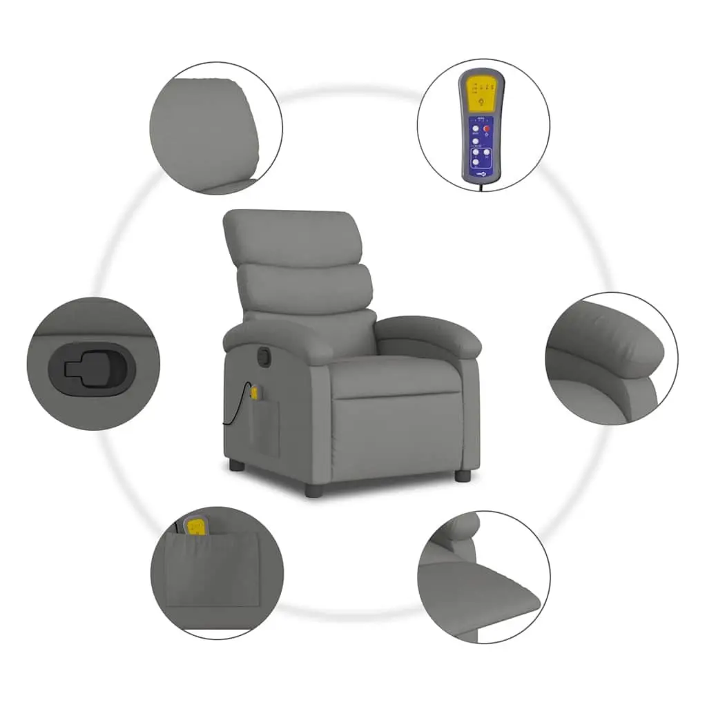Massage Recliner Chair Manual Recline Vibration Grey Fabric