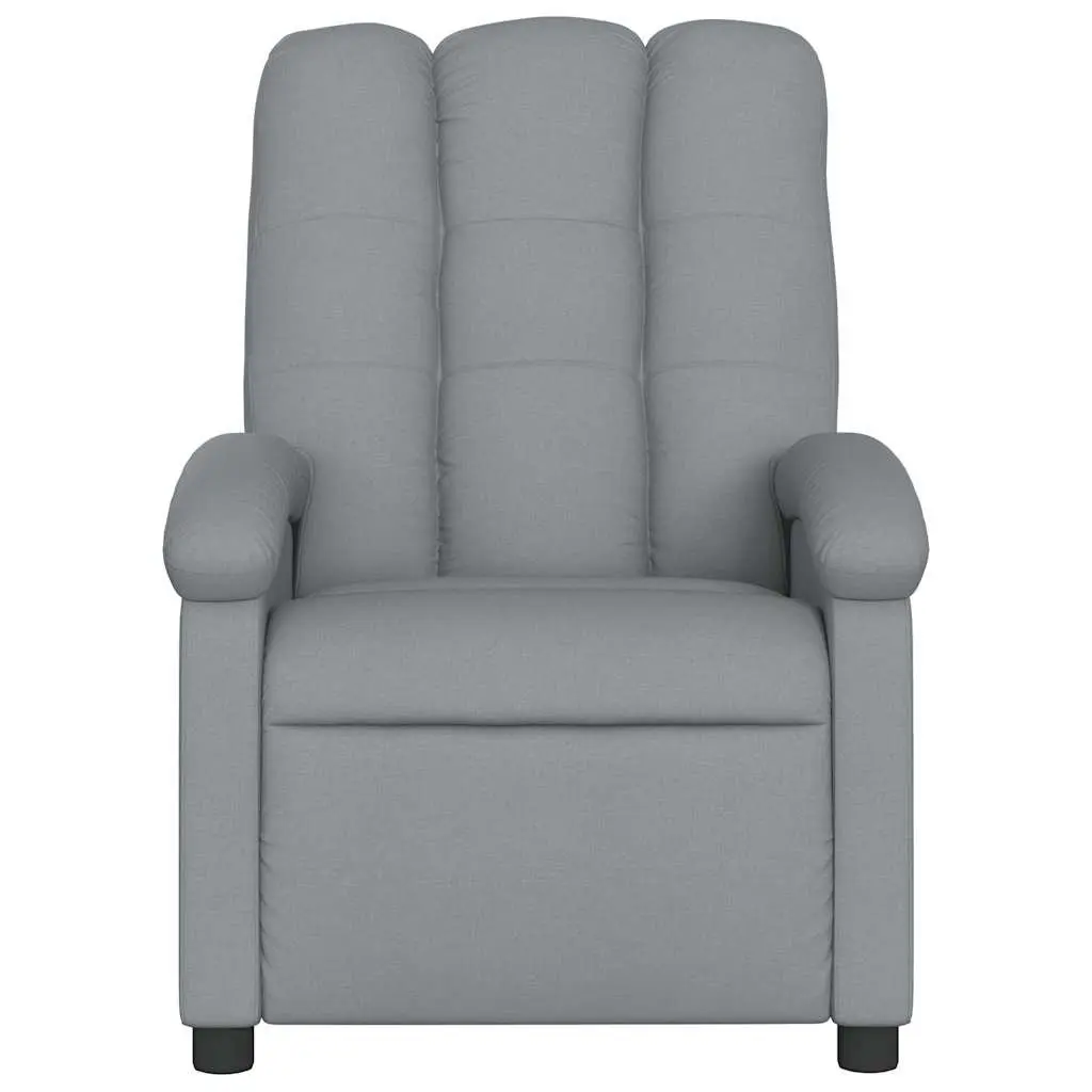 Massage Recliner Chair Manual Recline Light Grey Fabric 6 Vibration Points