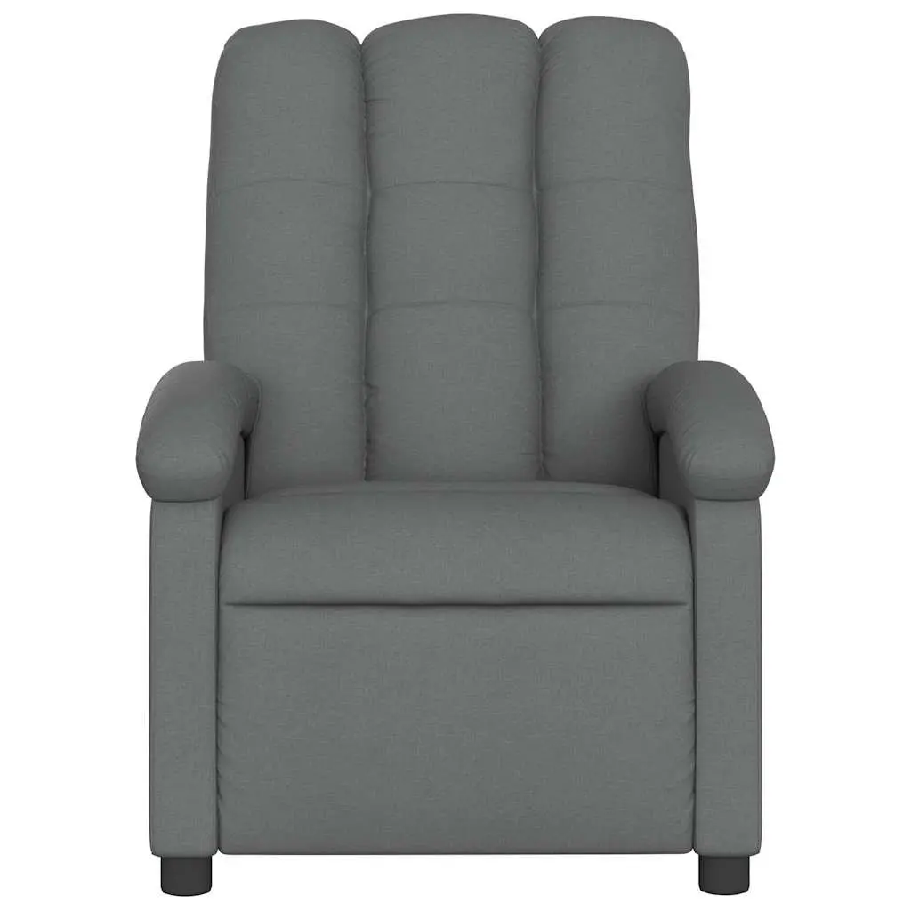 Massage Recliner Chair Grey Fabric Manual Recline 6 Vibration Points Armchair