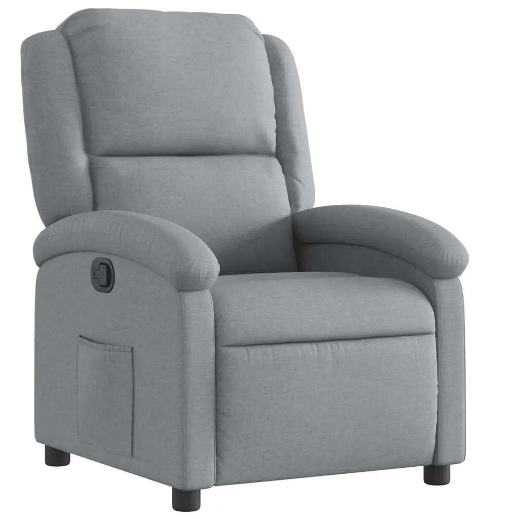 Recliner Chair Manual Reclining Adjustable Grey Fabric Lounge Seat