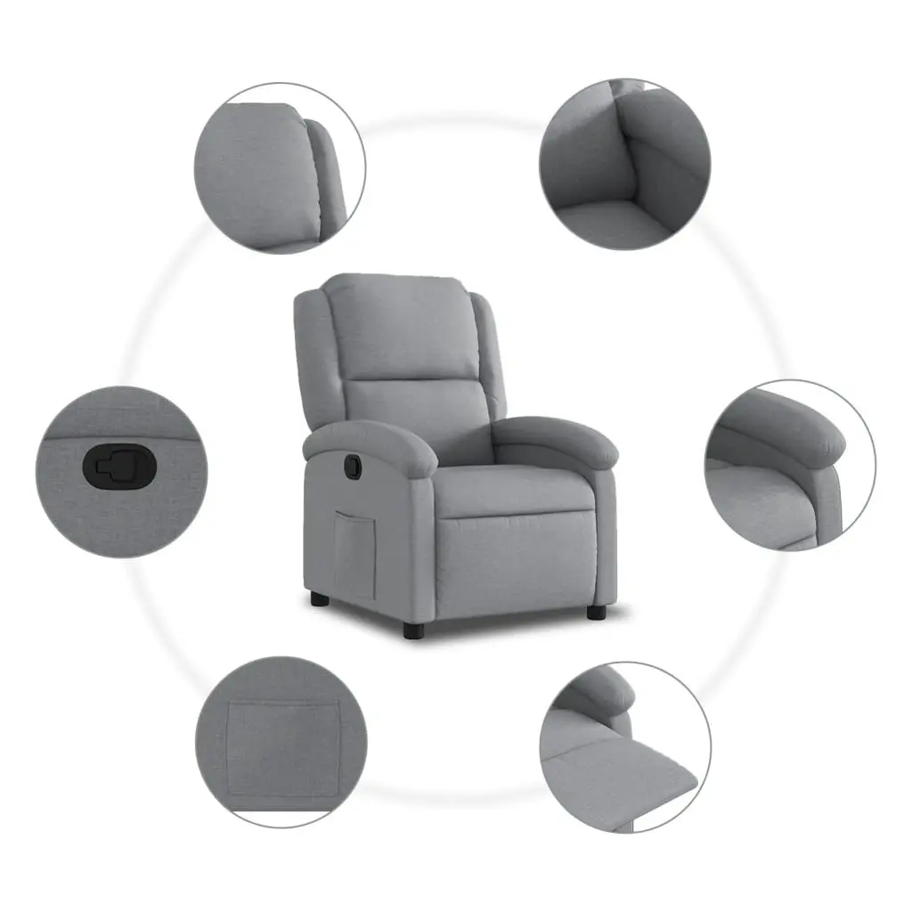 Recliner Chair Manual Reclining Adjustable Grey Fabric Lounge Seat