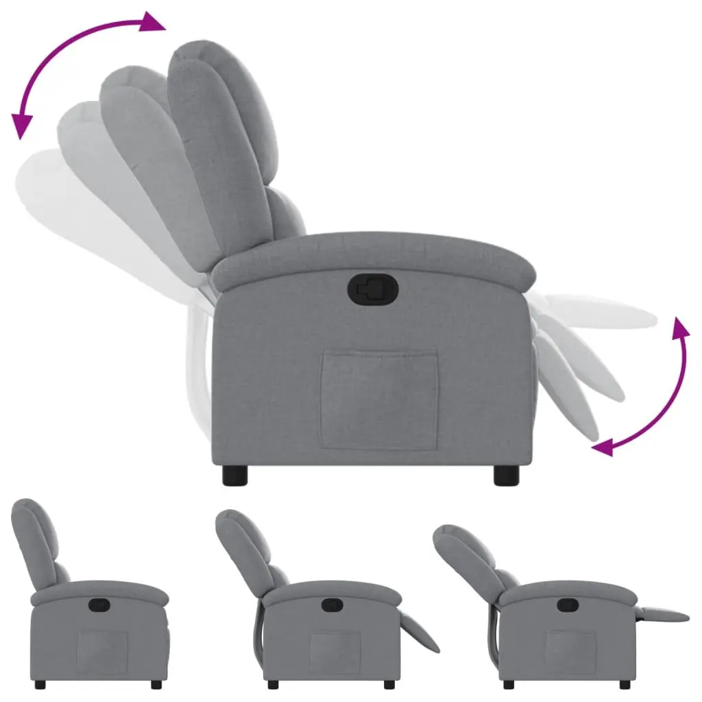 Recliner Chair Manual Reclining Adjustable Grey Fabric Lounge Seat
