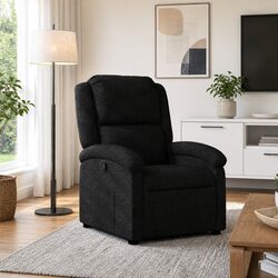 Recliner Chair Black Fabric Manual Reclining Armchair Lounge Seat Home Furniture
