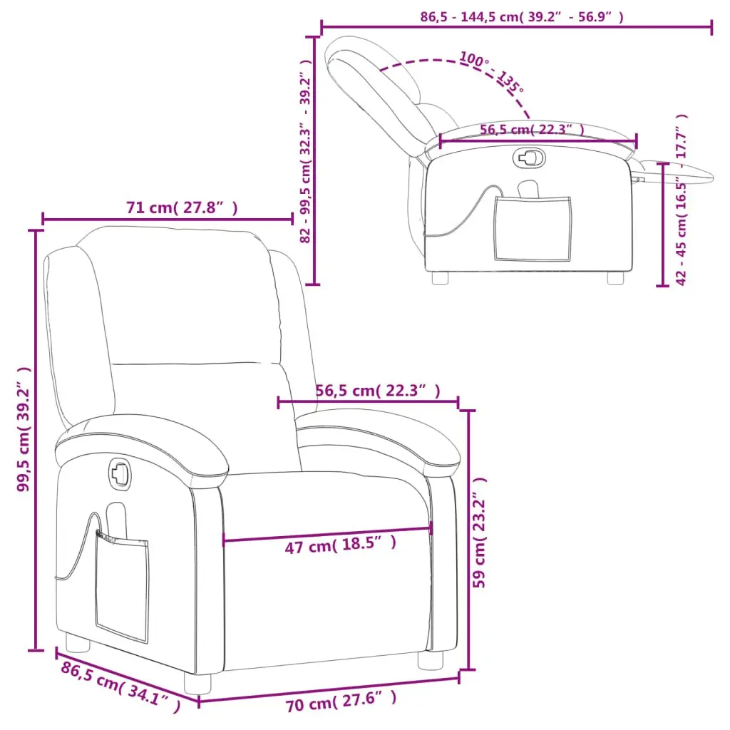 Massage Recliner Chair Light Grey Fabric Manual Reclining Armchair Vibration 6
