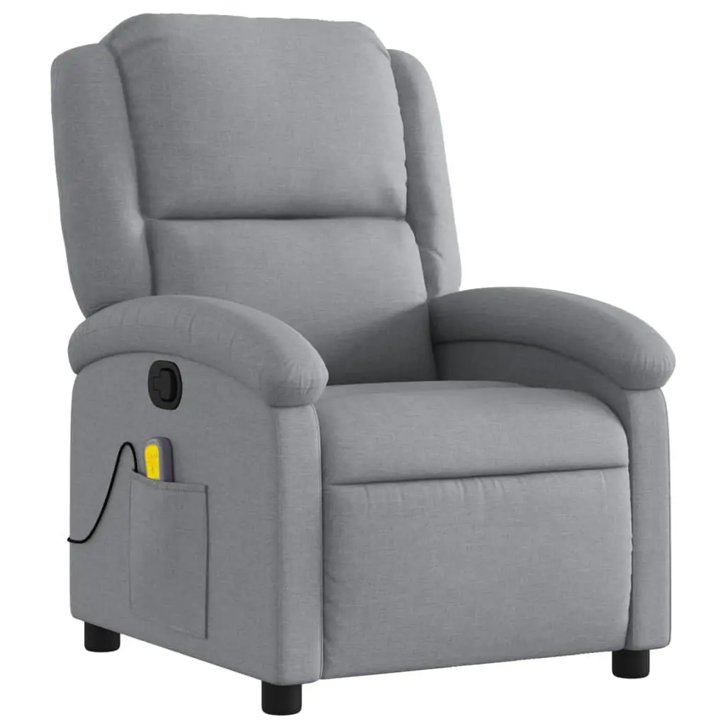 Massage Recliner Chair Light Grey Fabric Manual Reclining Armchair Vibration 6
