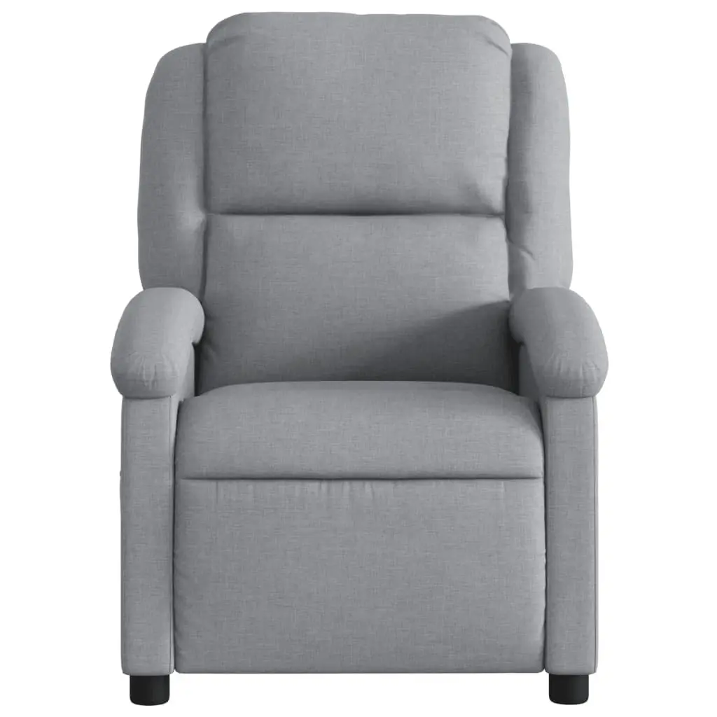 Massage Recliner Chair Light Grey Fabric Manual Reclining Armchair Vibration 6