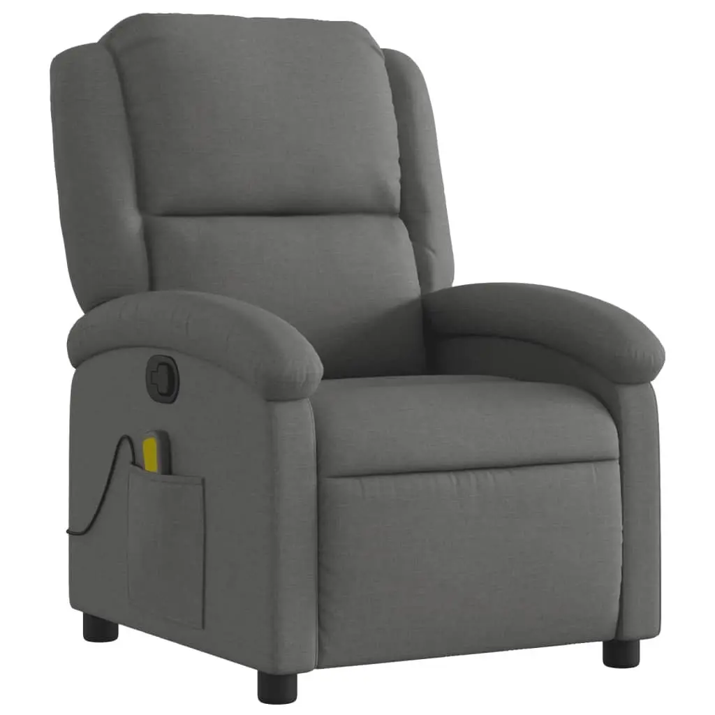 Massage Recliner Chair Manual Recline Grey Fabric 6 Vibration Points