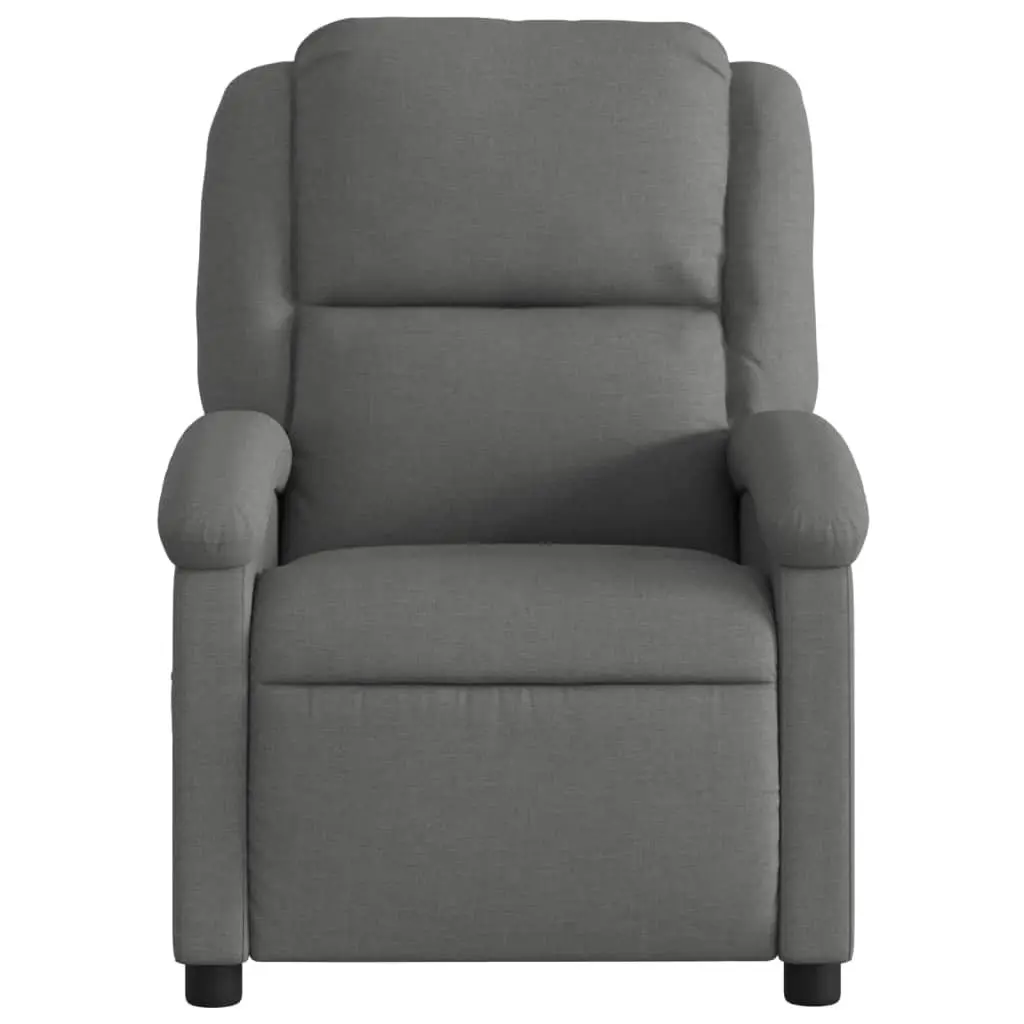 Massage Recliner Chair Manual Recline Grey Fabric 6 Vibration Points