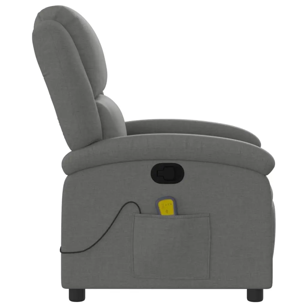 Massage Recliner Chair Manual Recline Grey Fabric 6 Vibration Points