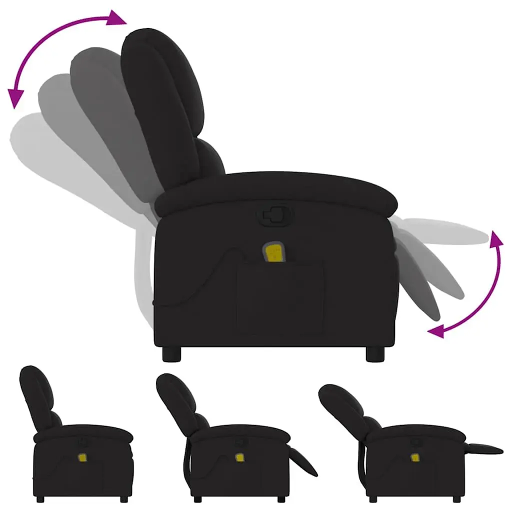 Massage Recliner Chair Black Fabric Manual Recline 6 Point Vibration