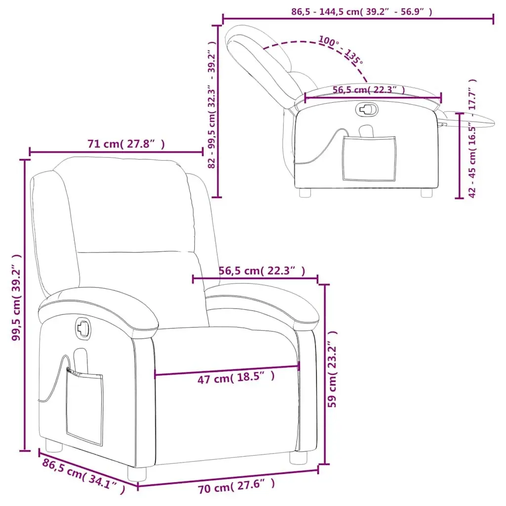 Massage Recliner Chair Black Fabric Manual Recline 6 Point Vibration