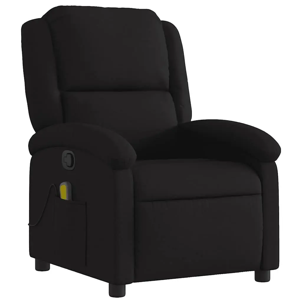 Massage Recliner Chair Black Fabric Manual Recline 6 Point Vibration