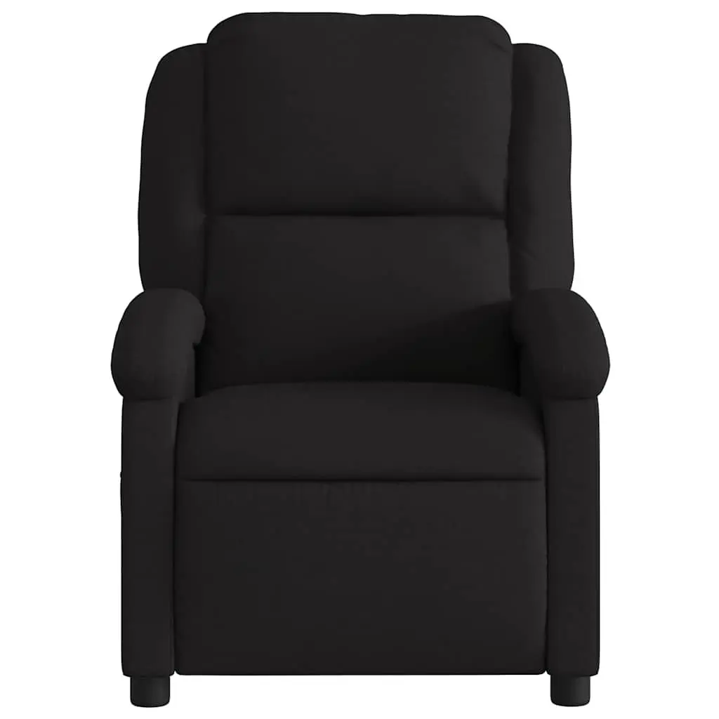 Massage Recliner Chair Black Fabric Manual Recline 6 Point Vibration