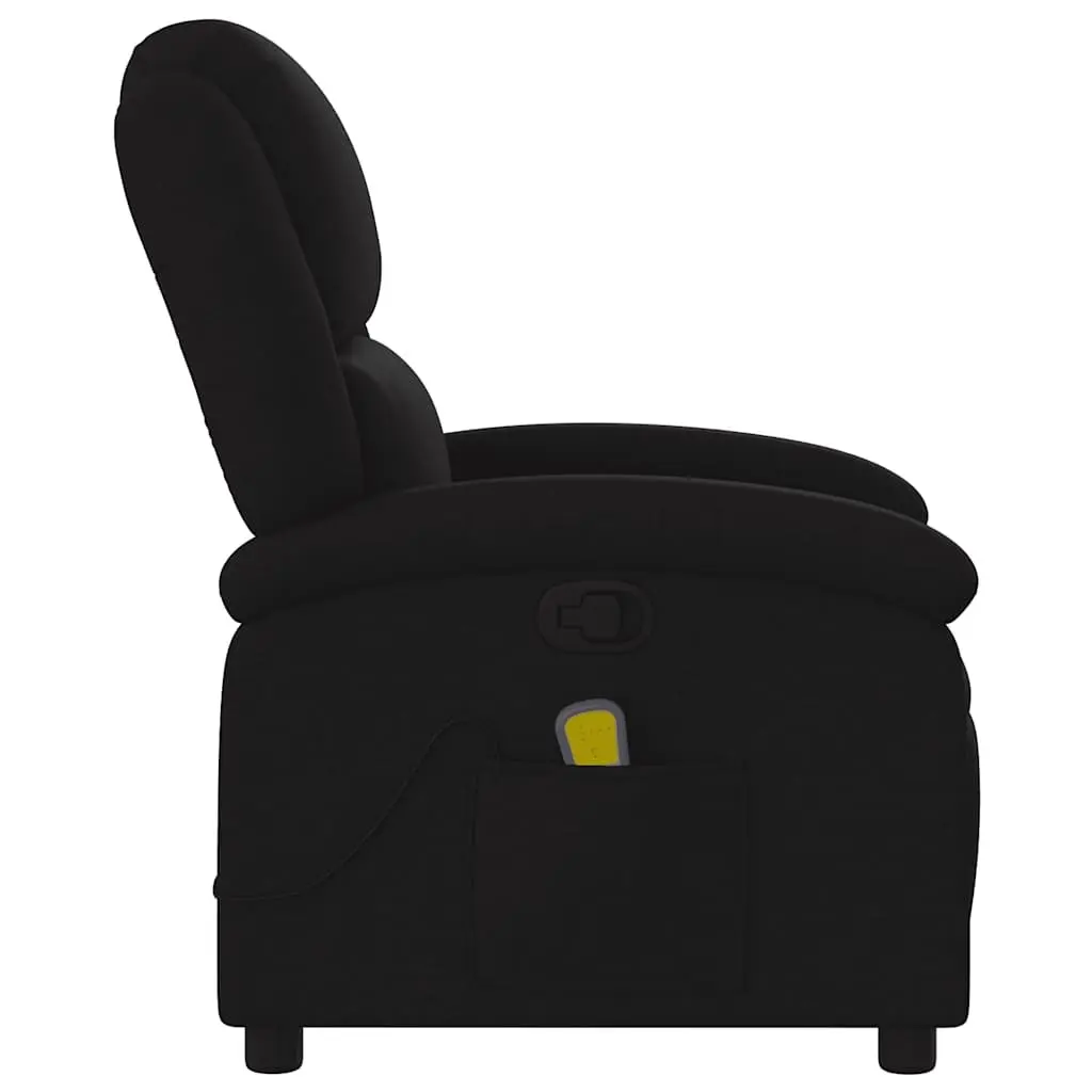 Massage Recliner Chair Black Fabric Manual Recline 6 Point Vibration
