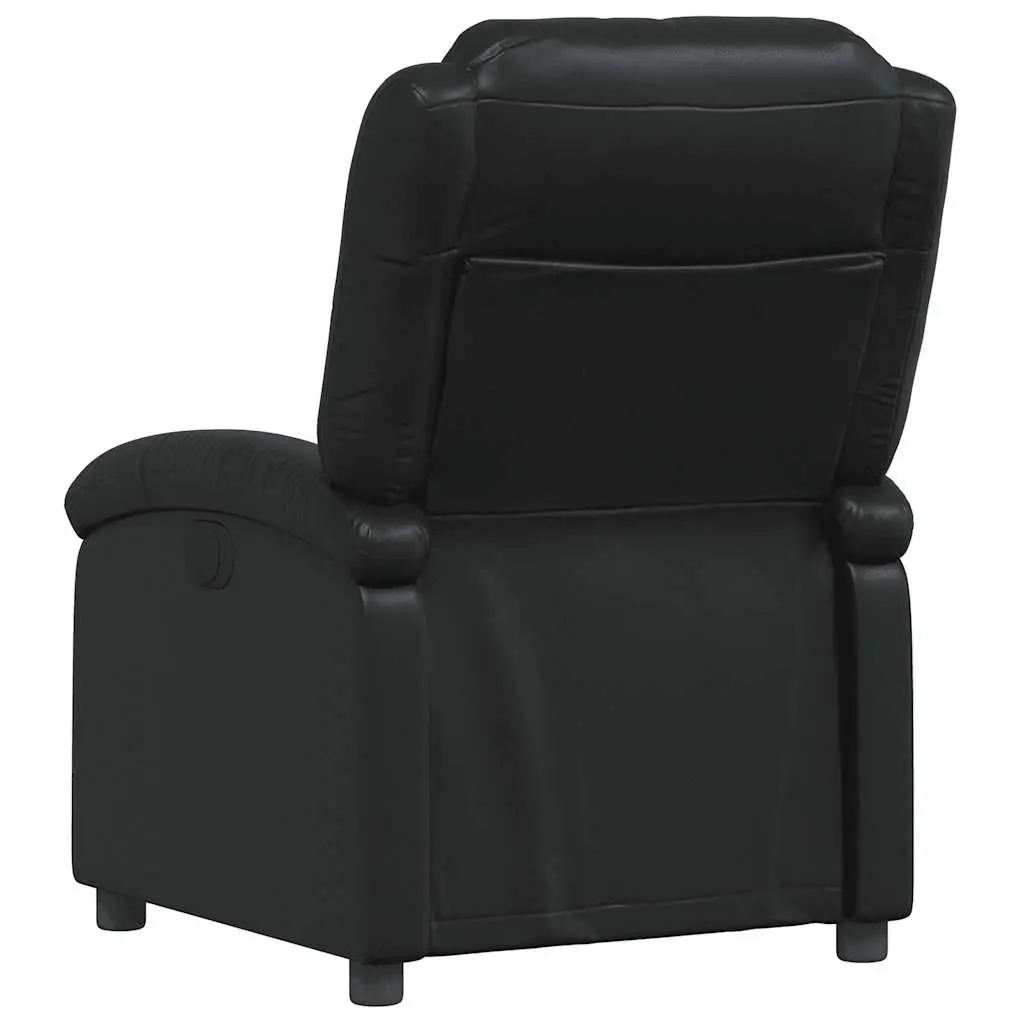 Manual Reclining Armchair Faux Leather Black Lounge Chair