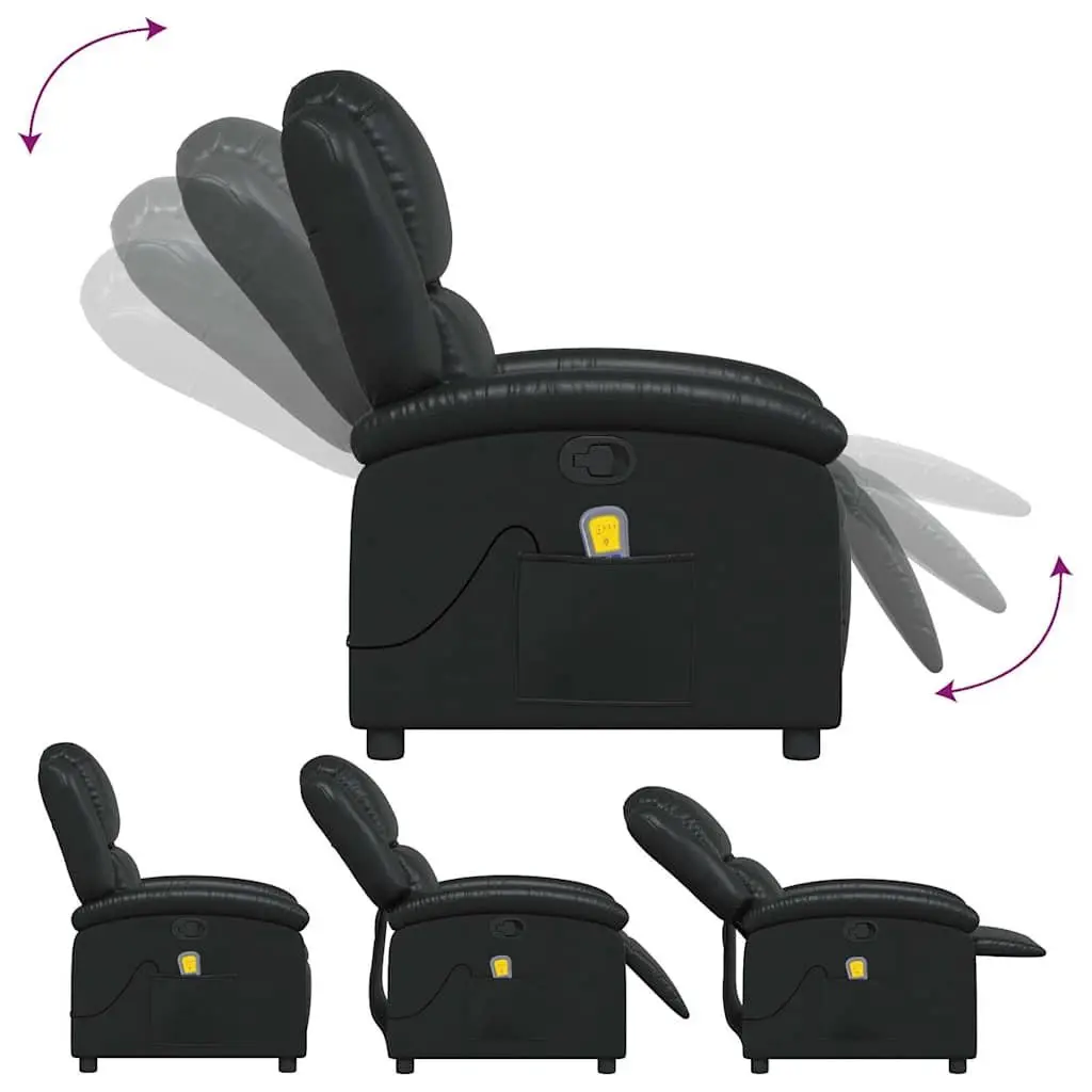 Manual Reclining Massage Lounge Chair Vibration Faux Leather Black