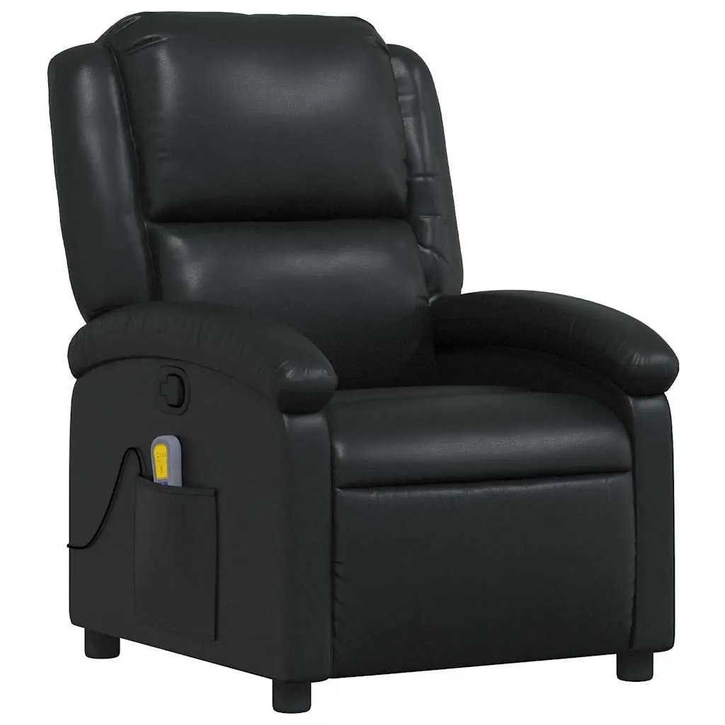 Manual Reclining Massage Lounge Chair Vibration Faux Leather Black