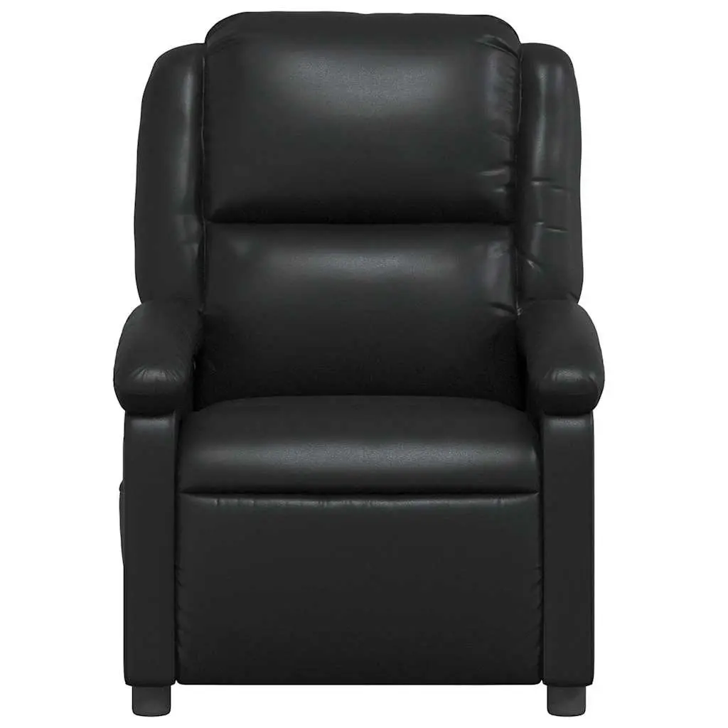 Manual Reclining Massage Lounge Chair Vibration Faux Leather Black