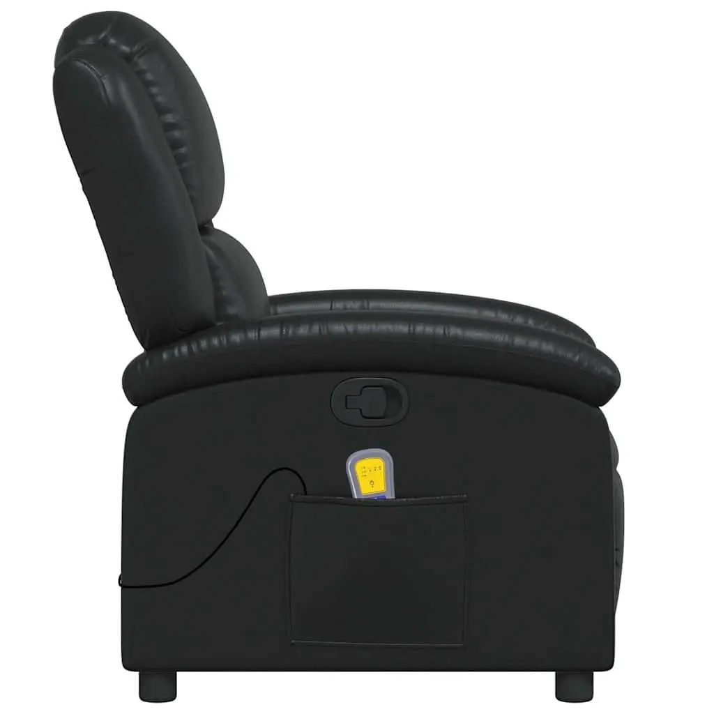 Manual Reclining Massage Lounge Chair Vibration Faux Leather Black