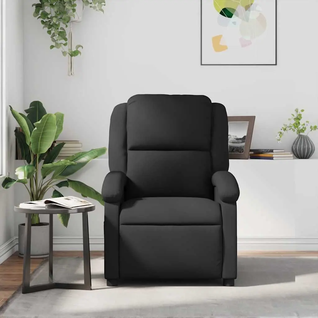 Black Recliner Armchair Manual Reclining Padded Seat Wide Arms 135 Degrees