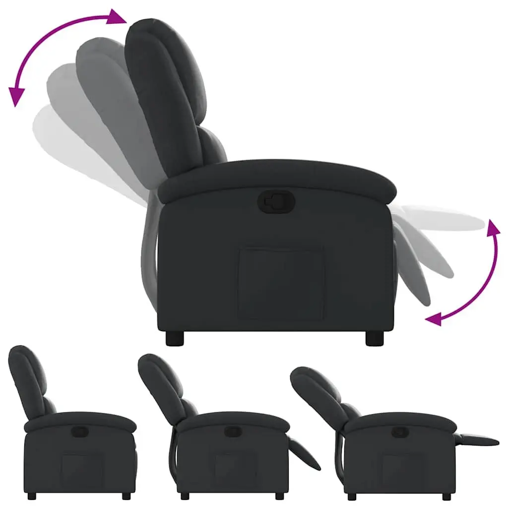Black Recliner Armchair Manual Reclining Padded Seat Wide Arms 135 Degrees