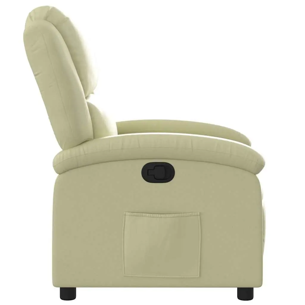 Recliner Armchair Manual Reclining Function Cream Real Leather Comfortable