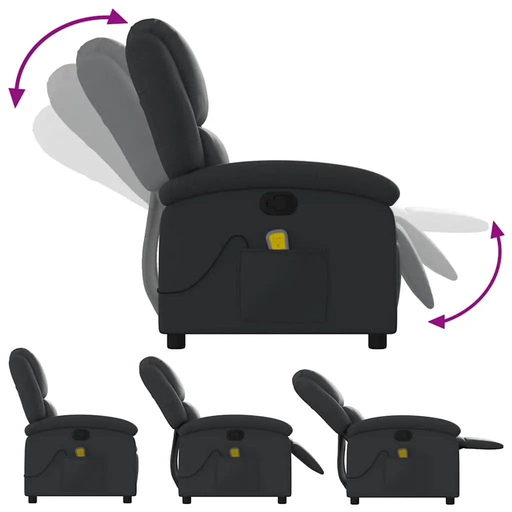 Massage Recliner Chair Black Manual Recline 135 Degree 6 Point Vibration