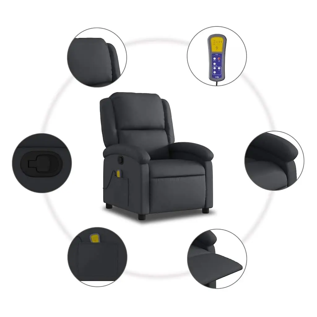 Massage Recliner Chair Black Manual Recline 135 Degree 6 Point Vibration