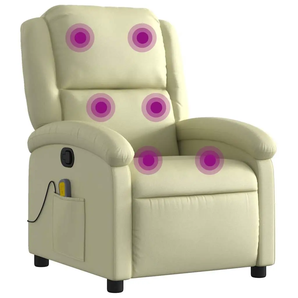 Cream Recliner with Vibration Massage